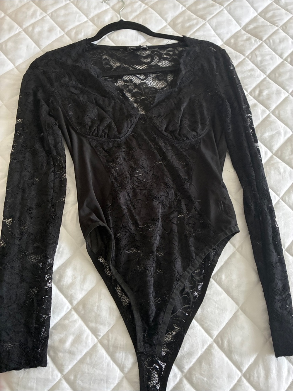 Fashion Nova Black Lace Bodysuit